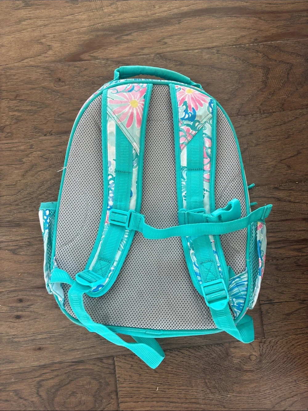 Pottery Barn Lily Pulitzer Kids Floral Teal Backpack - Turquoise Floral Print
